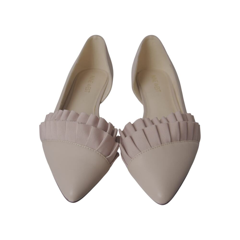 Nine West Nude Pleated Ruffle Pointed Toe D’Orsay Flats Women’s 7M
